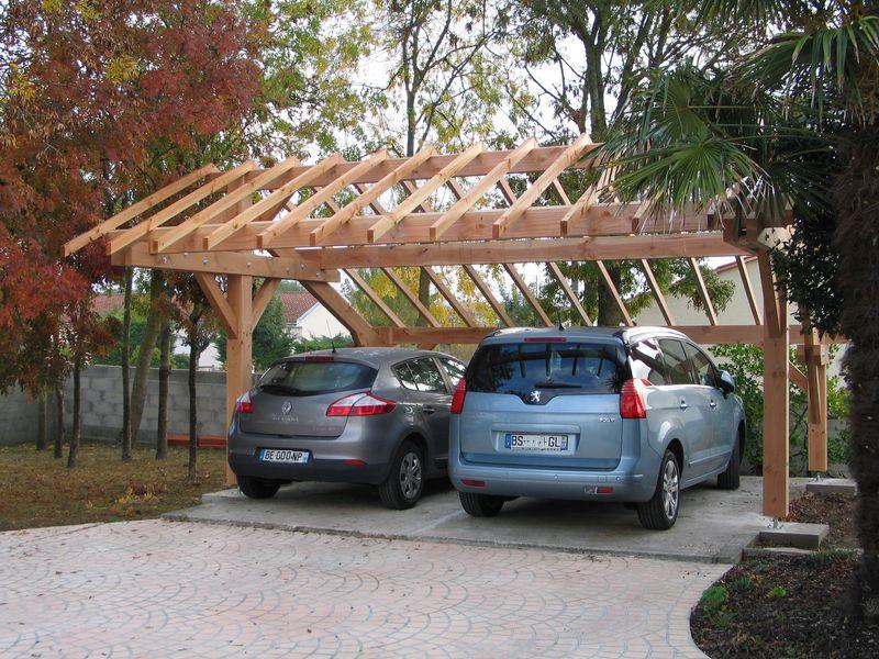 Abri voiture bois 2 voitures