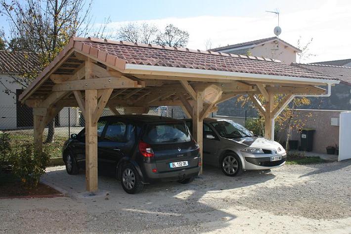 Abri 2 voitures couverture tuiles