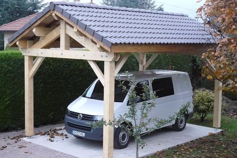 Abri voiture 1 pan couverture tuiles